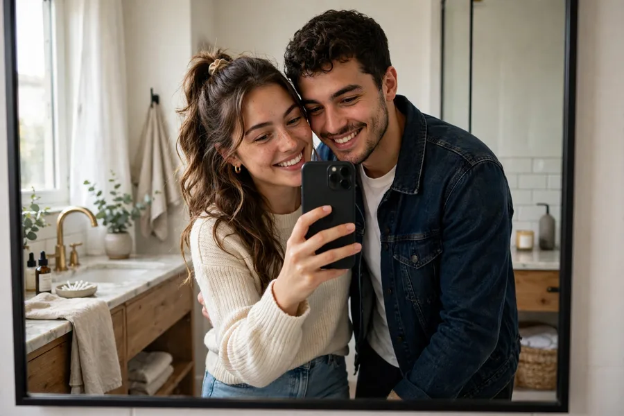 Couple DP Mirror Selfie Style