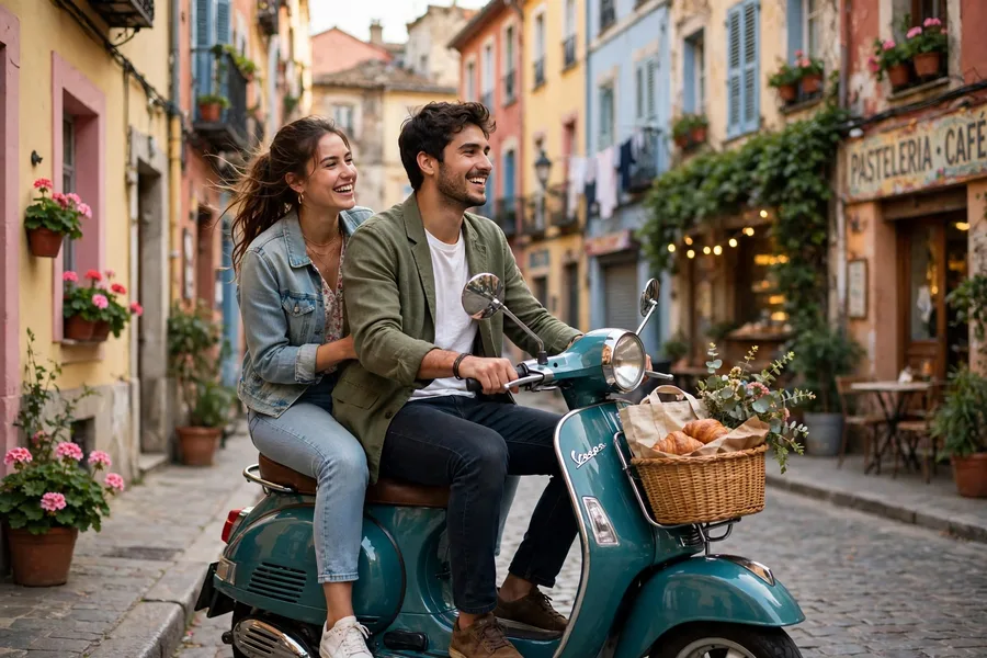 Couple Video Scooter Ride in Old City