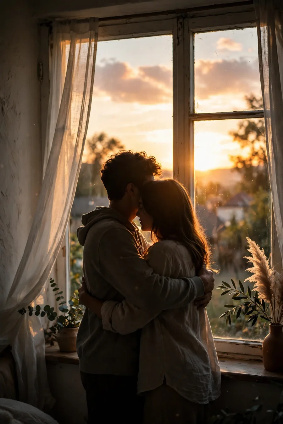 Couple Story Silhouette at Window