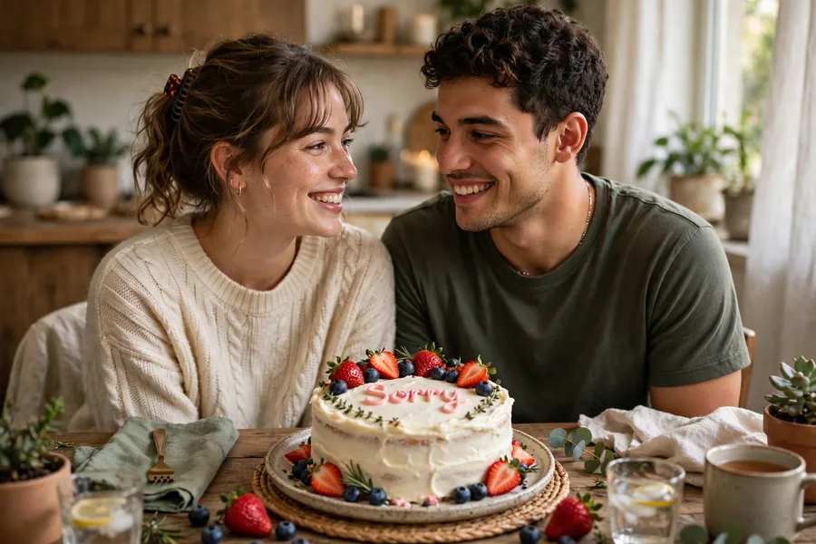 Sorry Couple with a Sorry Note Cake