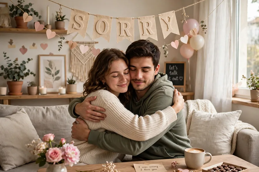 Sorry Couple Banner at Home