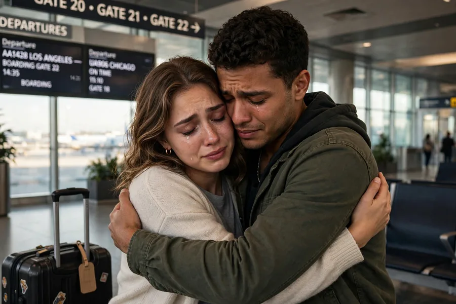 Miss You Couple Airport Hug