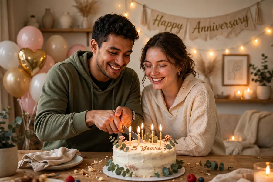 Anniversary Couple Cake Moment