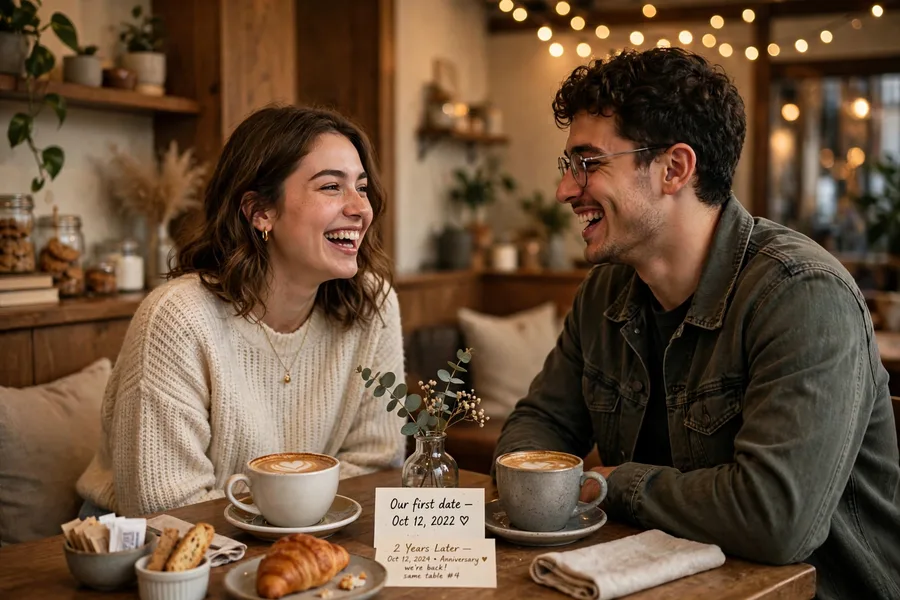 Anniversary Couple First Date Cafe