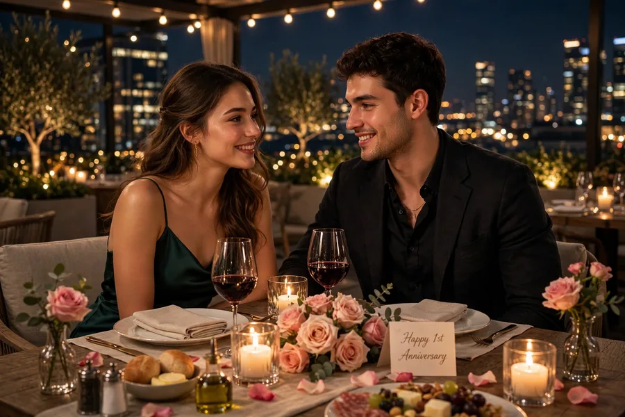 Anniversary Couple Rooftop Dinner