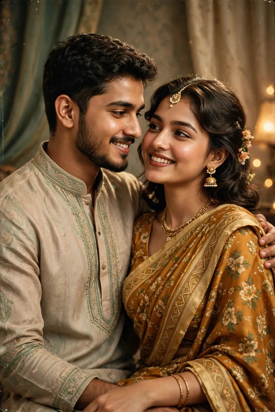 Gemini Couple Retro Saree Edit