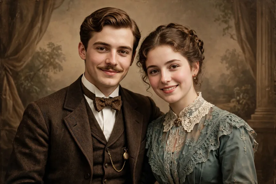 Gemini Couple Vintage Studio Portrait