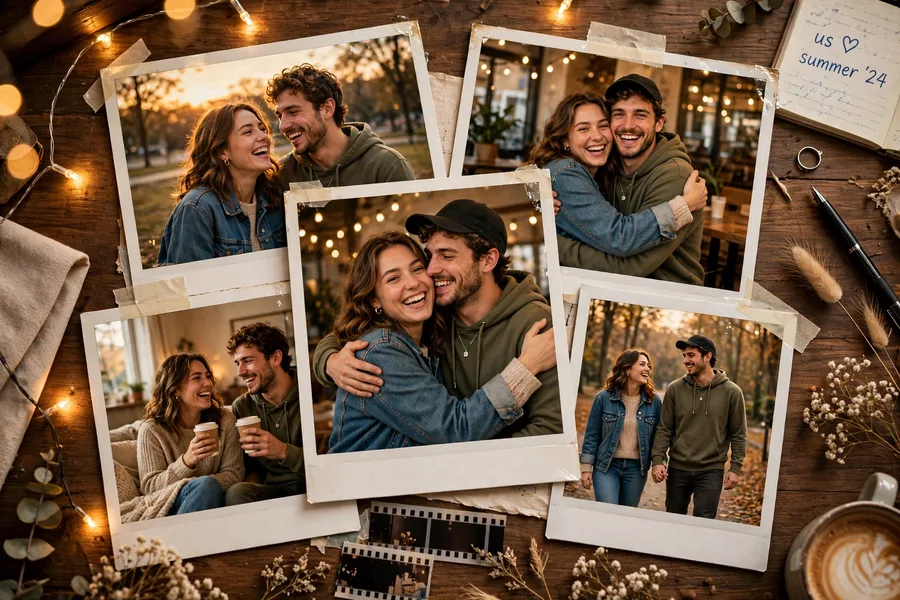 Gemini Couple Polaroid Collage