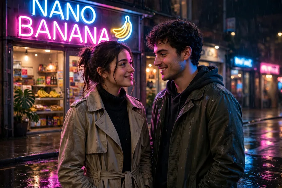 Nano Banana Couple Neon Night