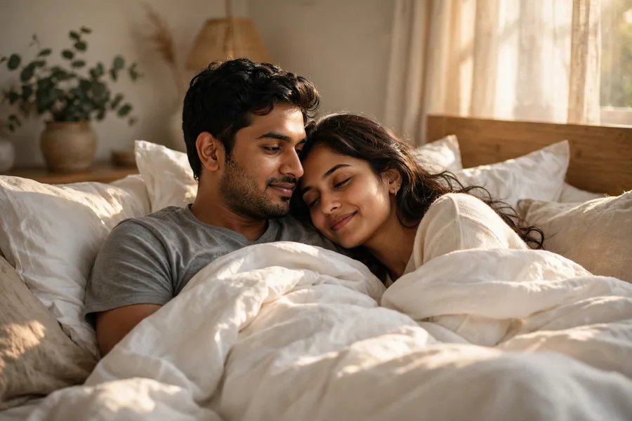 Couple in Bed Morning Cuddle