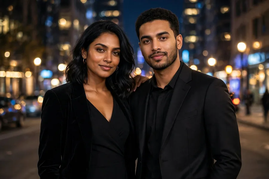 Bold Couple Black Evening Outfit