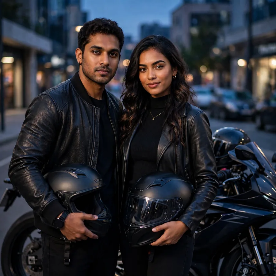 Bold Couple Sports Bike Dusk