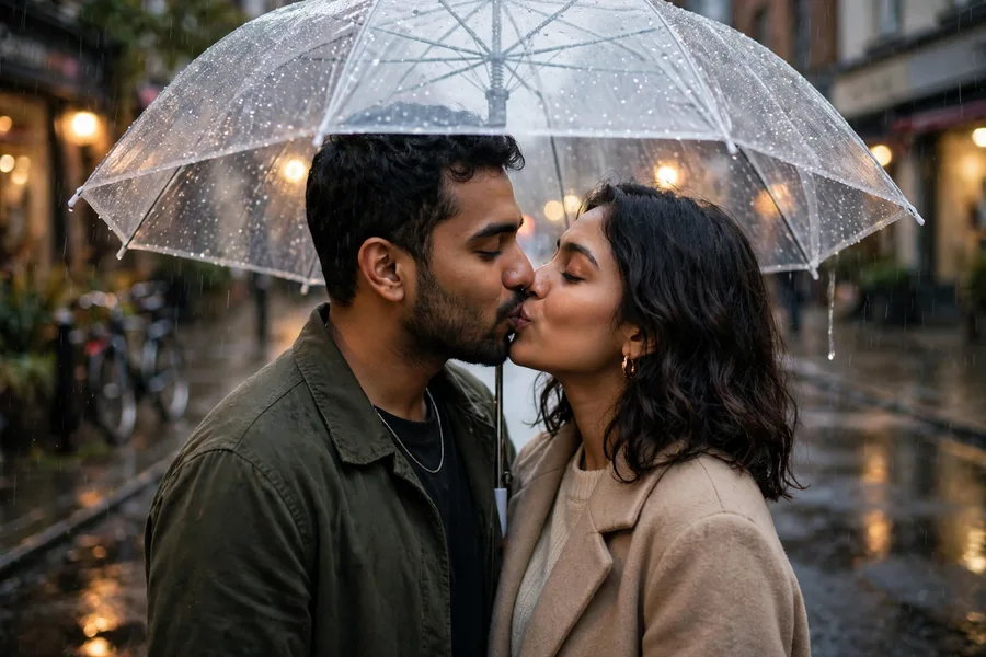 Rain Kiss Couple Umbrella