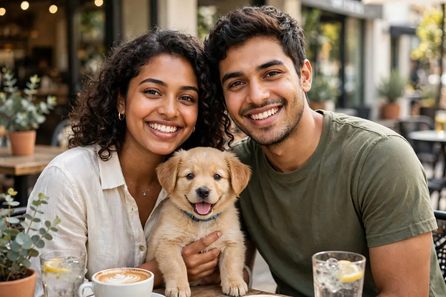 Cute Couple Puppy Cafe