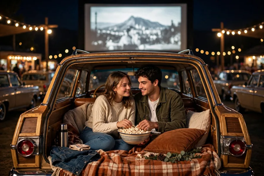 Romantic Couple Drive-In Movie Night