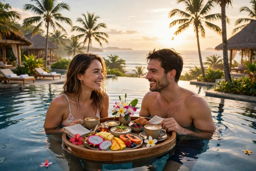 Romantic Couple Floating Breakfast