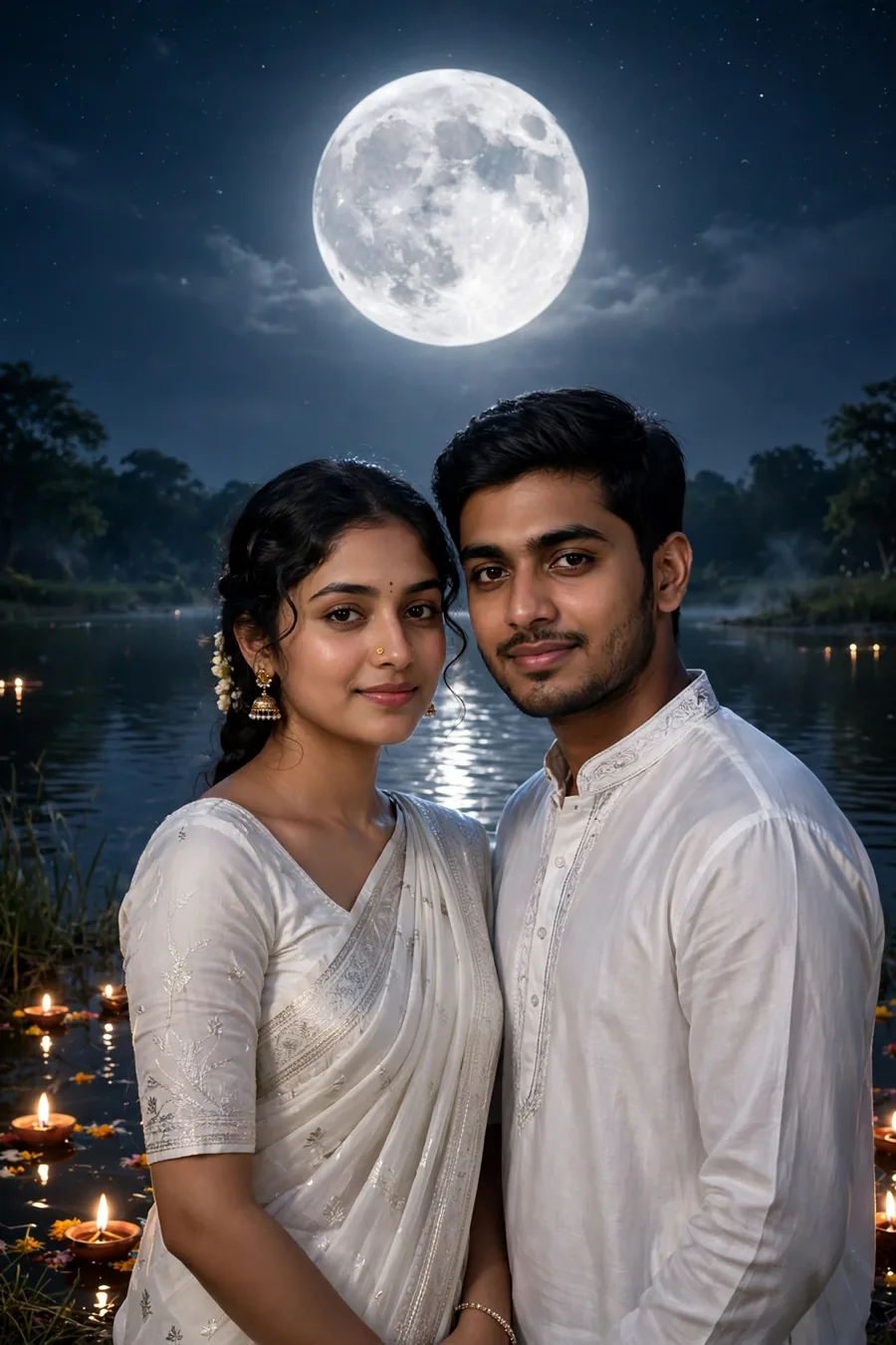 Sharad Purnima Moonlight Couple