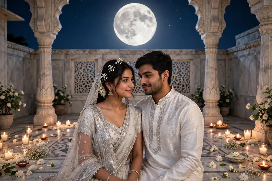 Sharad Purnima White Couple