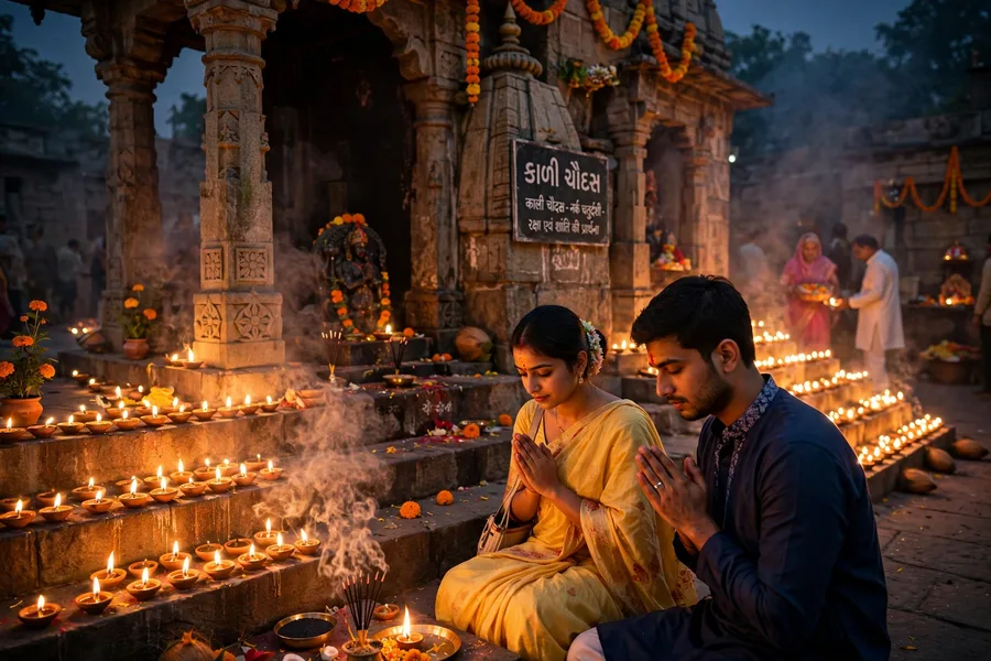 Kali Chaudas Temple Evening