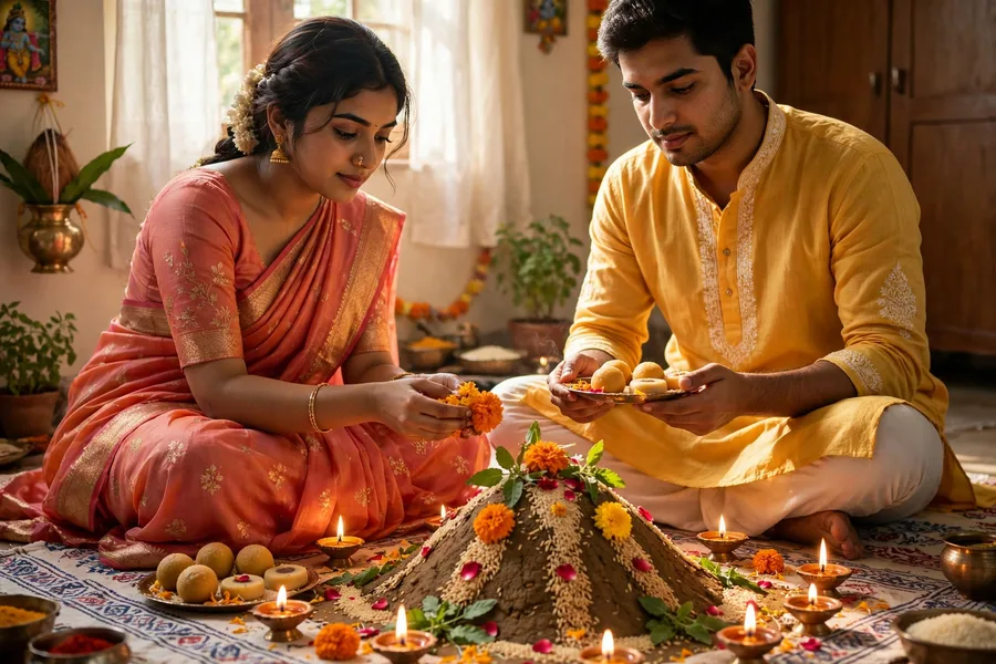 Govardhan Puja Couple