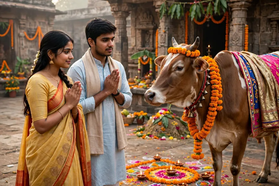 Govardhan Puja Cow Blessing