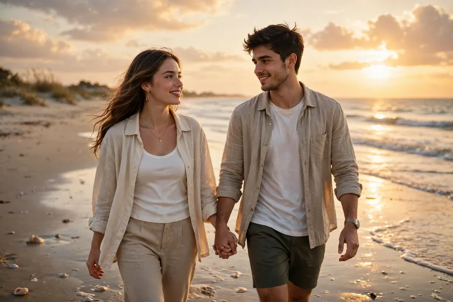 Gemini Couple Beach Sunset Edit