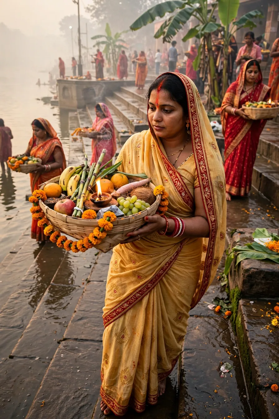 Chhath Puja Ghat Steps Portrait