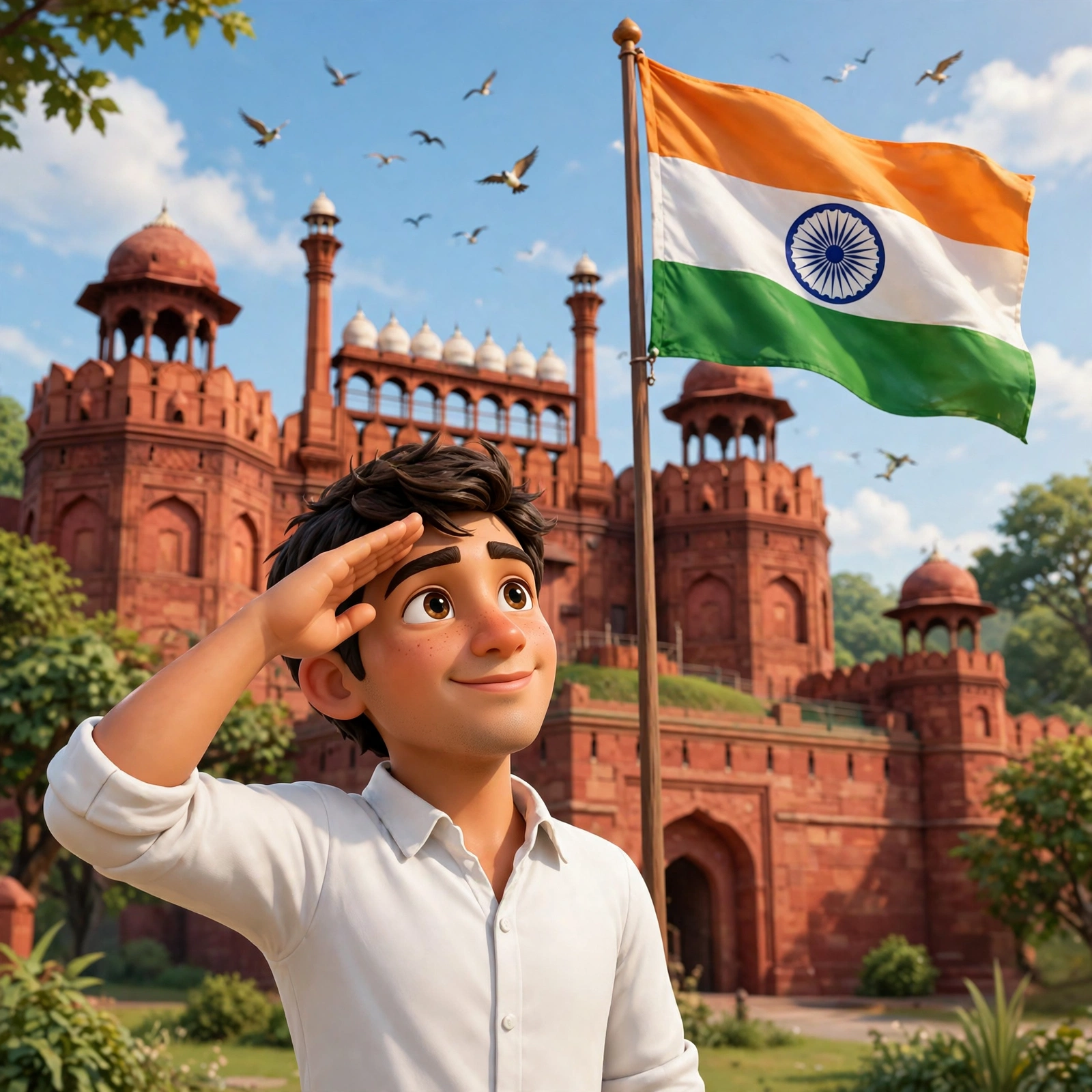 3D Republic Day Boy Salute