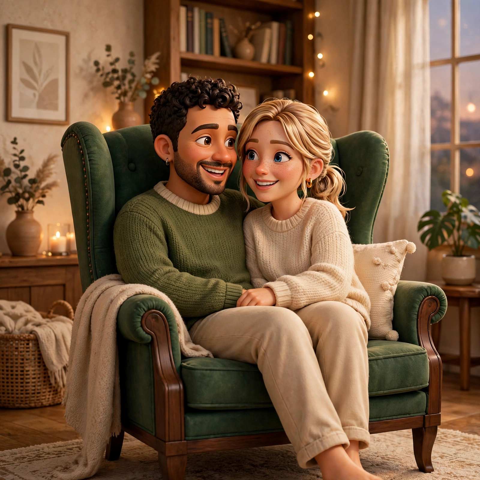 3D Wing Chair Couple Portrait