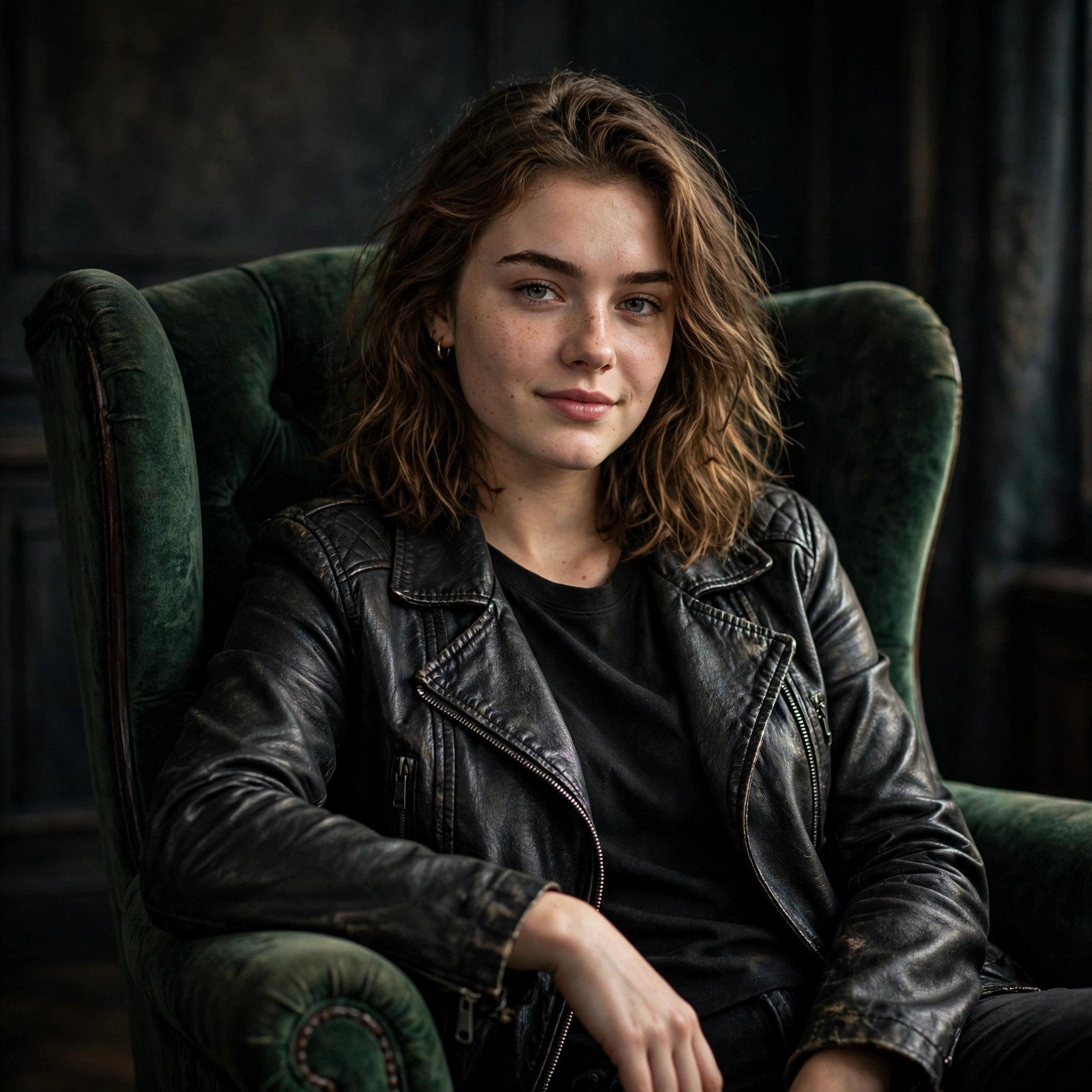 3D Wing Chair Leather Jacket Girl Prompt