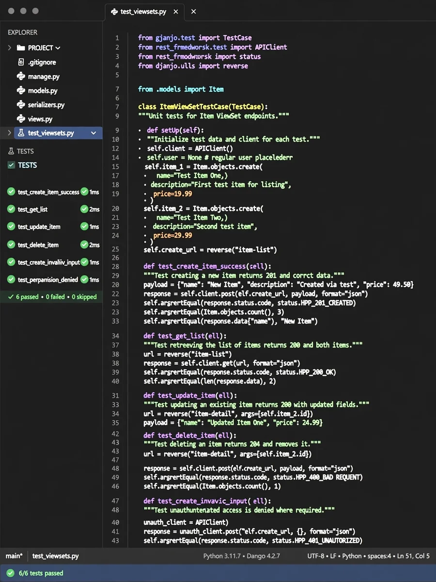 Act as a Django Unit Test Generator for Viewsets — ChatGPT Prompt