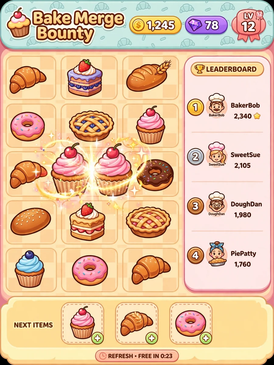 Act as a Bakery Merge Bounty Game Overview — ChatGPT Prompt