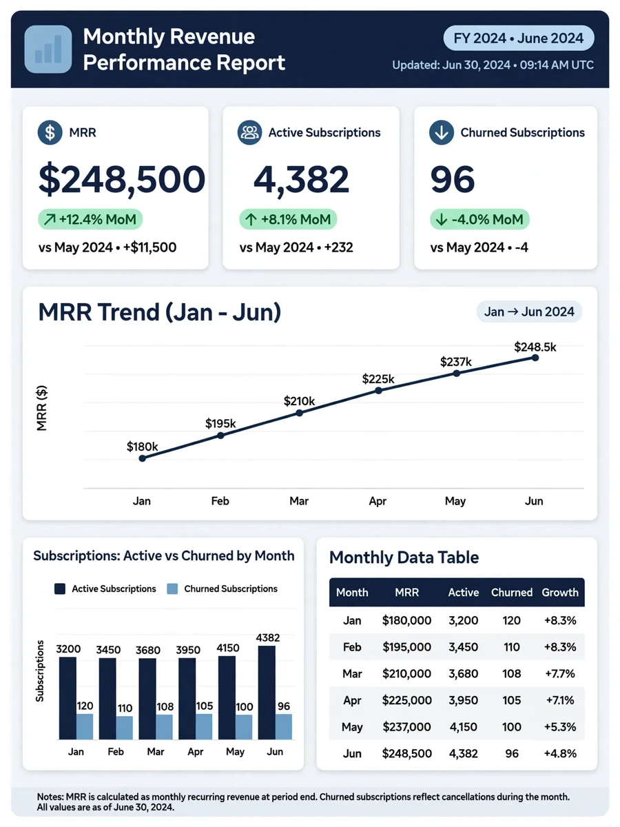 Act as a Revenue Performance Report — ChatGPT Prompt