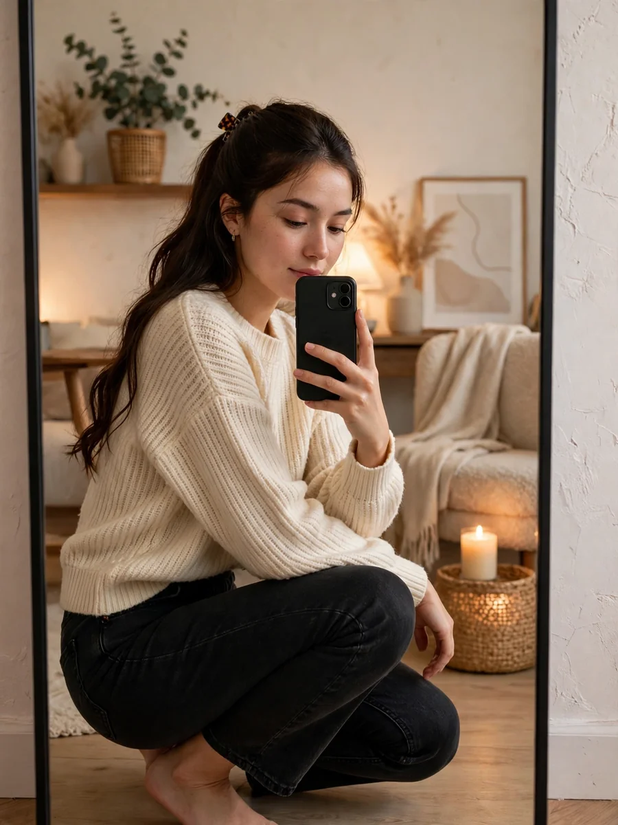Act as a Mirror Selfie with Face Preservation — ChatGPT Prompt