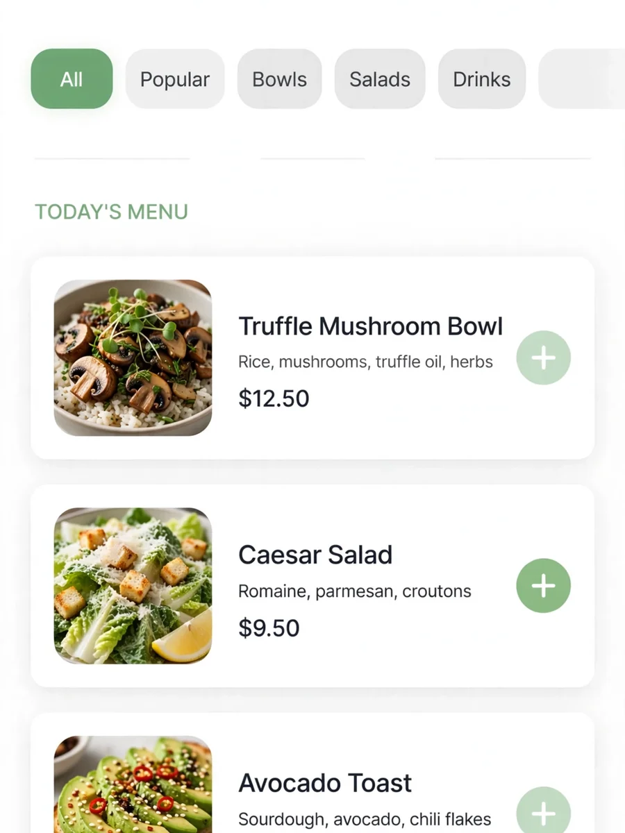 Act as a Minimal Web-Compatible Food Order App Development — ChatGPT Prompt