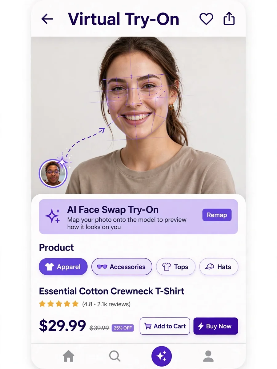 Act as an AI Face Swapping for E-commerce Personalization — ChatGPT Prompt
