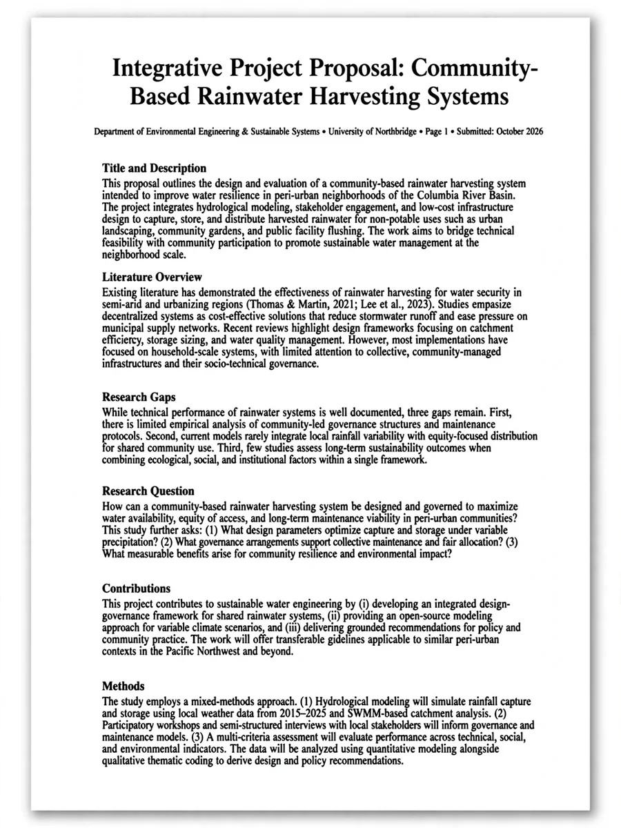 Act as a College-Level Integrative Project Proposal Draft — ChatGPT Prompt