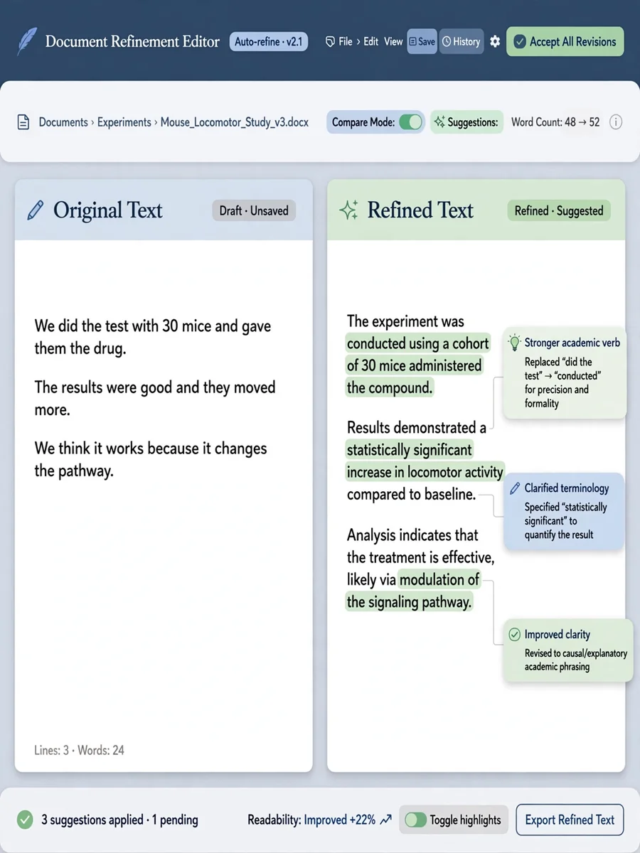 Act as an Academic Text Refinement Assistant — ChatGPT Prompt