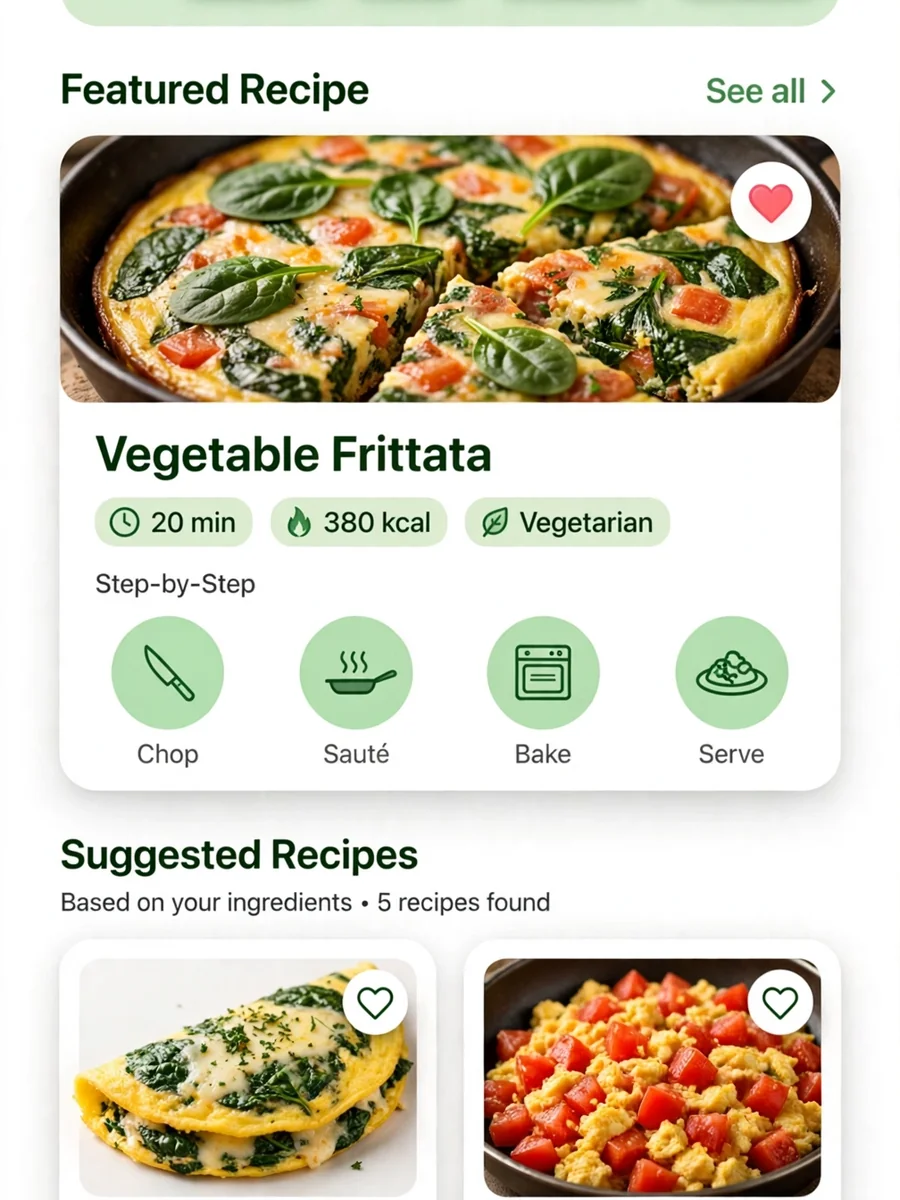 iOS Recipe Generator: Create Recipes from Available Ingredients — ChatGPT Prompt
