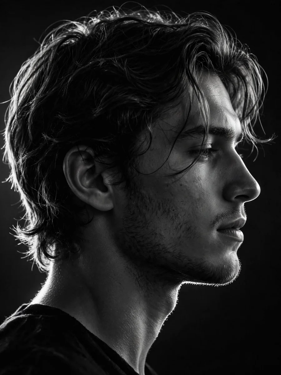 Black and white studio side-profile portrait prompt — ChatGPT Prompt