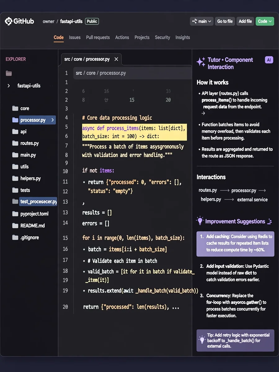 Act as a GitHub Code Structure Tutor — ChatGPT Prompt