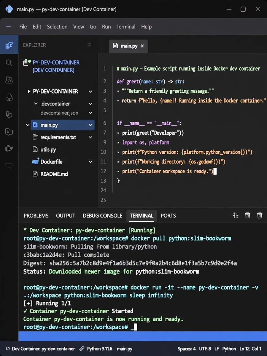 Create Python Dev Container — ChatGPT Prompt