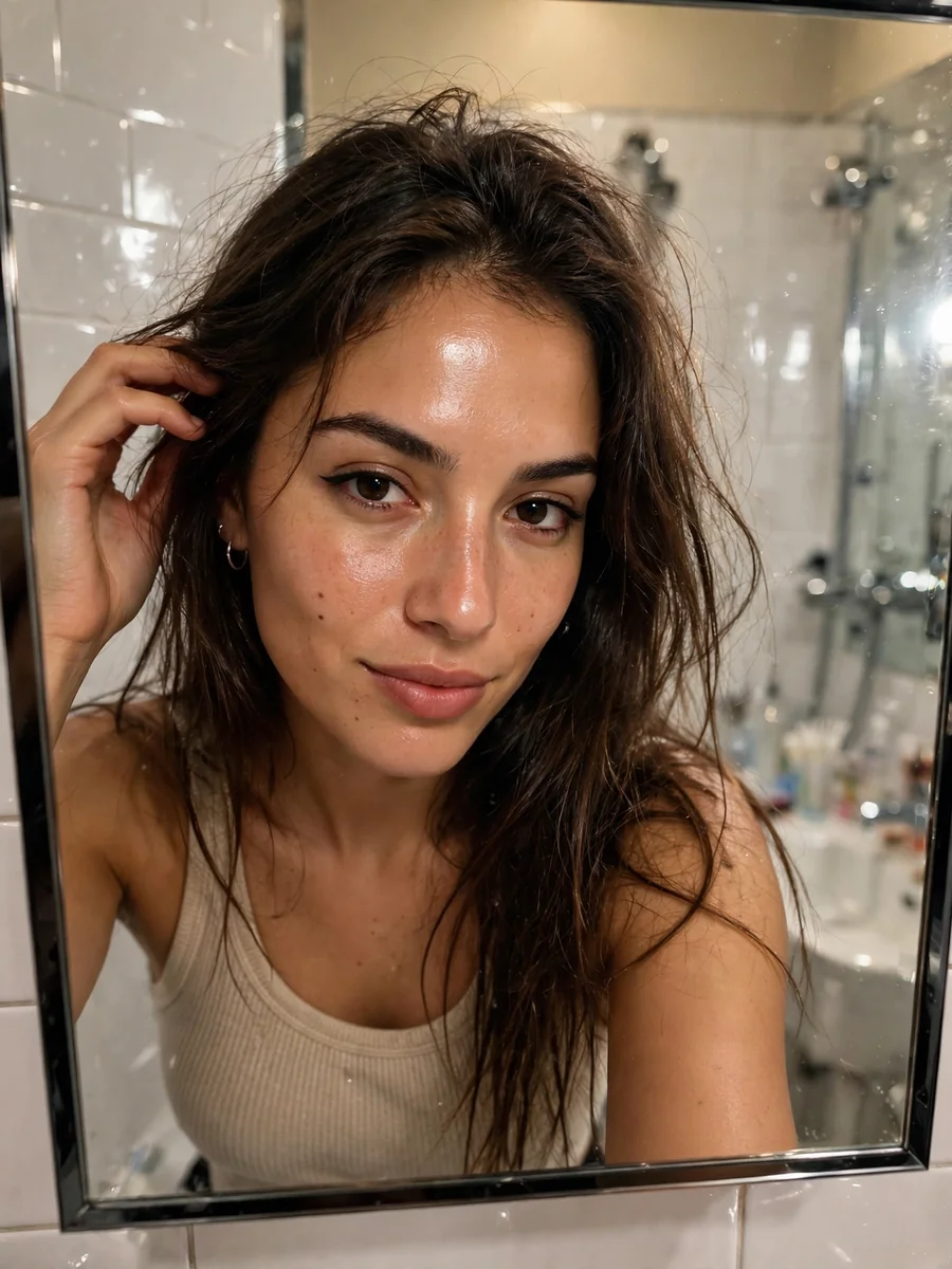 Bathroom Flash Selfie (IG-candid, non-explicit) — ChatGPT Prompt
