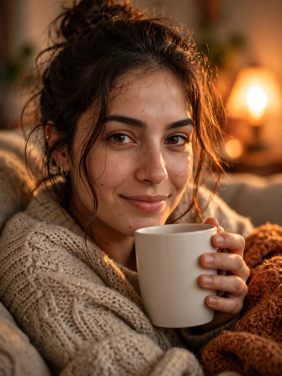 Cozy Couch Lamp (close-up, warm tungsten) — ChatGPT Prompt