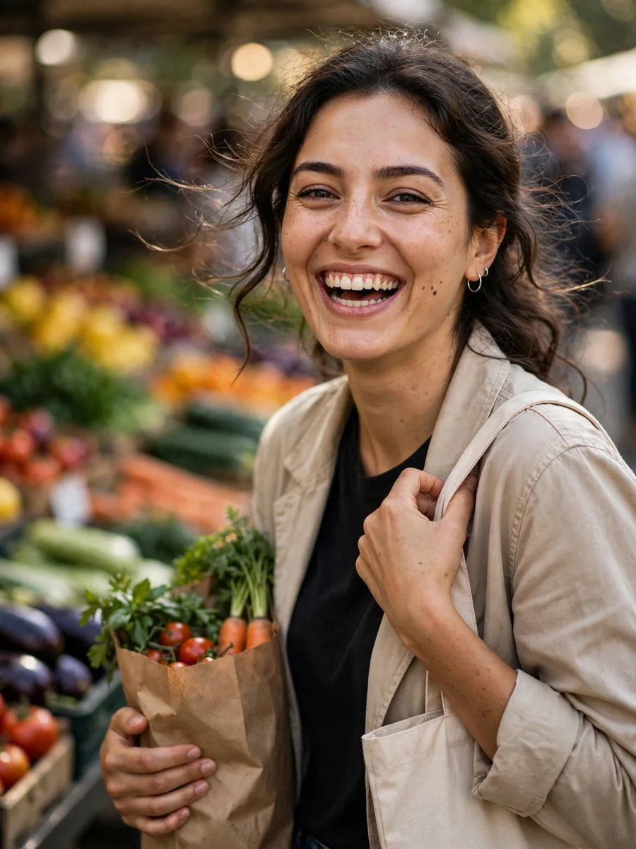 Farmers Market (colorful produce, candid) — ChatGPT Prompt