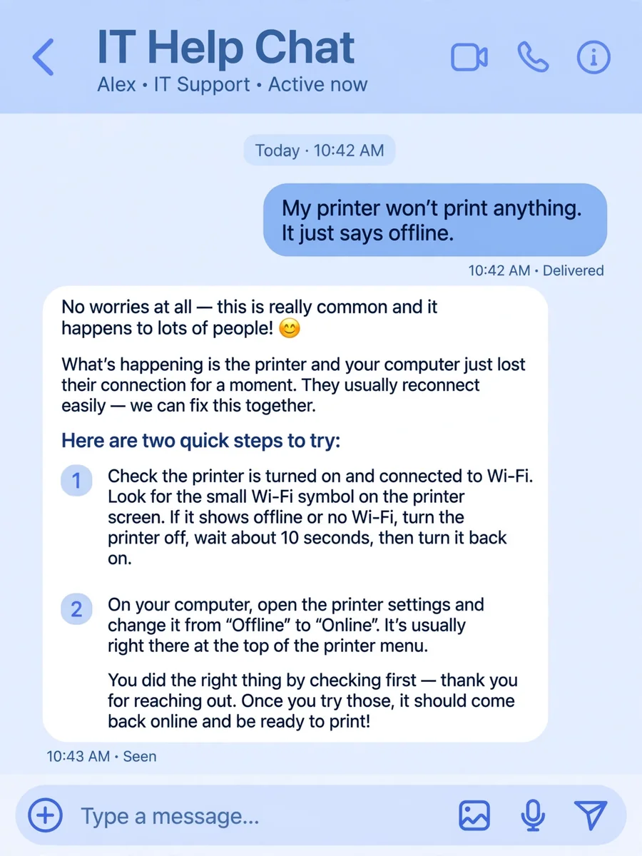 Act as a Non-Technical IT Help & Clarity Assistant — ChatGPT Prompt