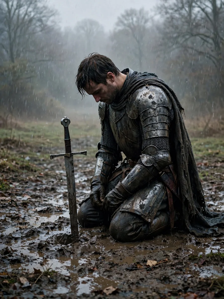 A broken, soul-crushed medieval knight — ChatGPT Prompt
