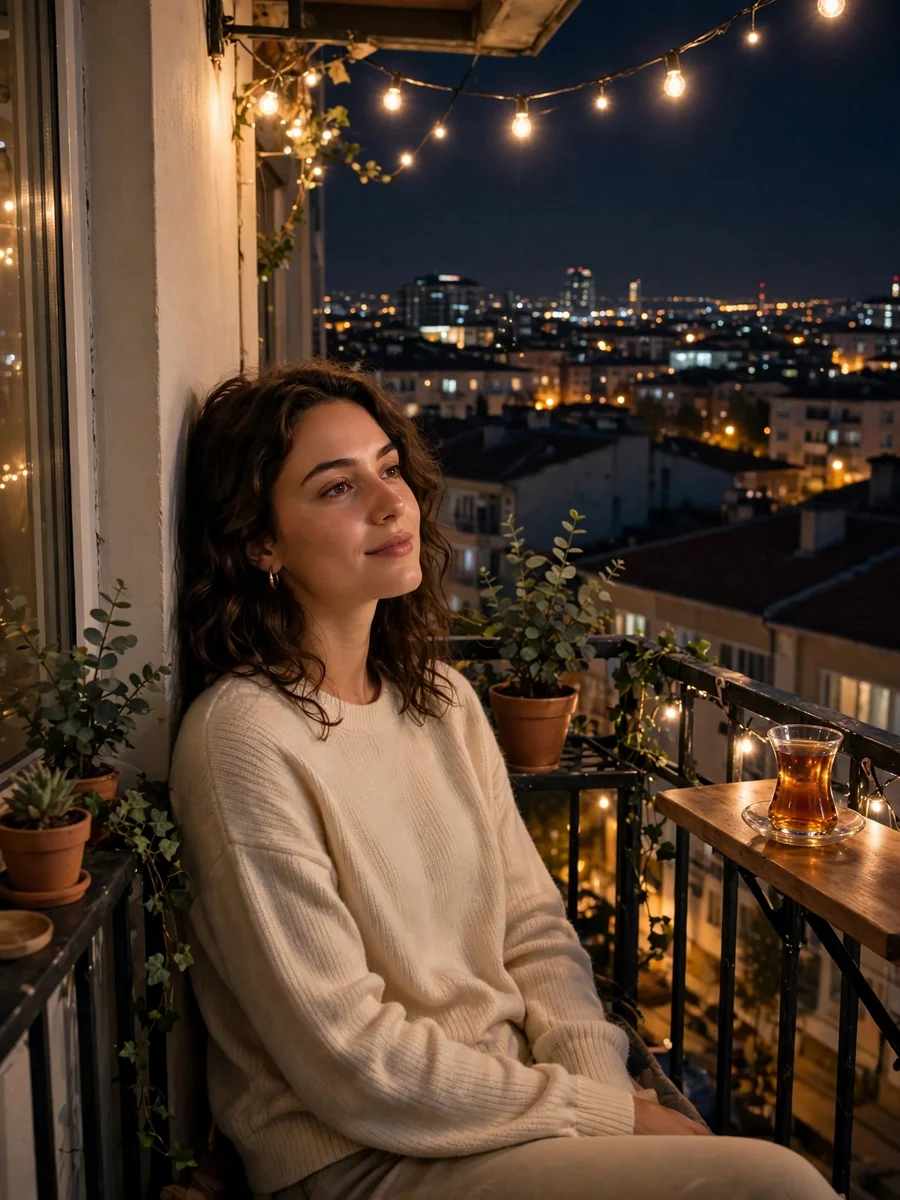 Night Balcony Scene in Ankara with Efes — ChatGPT Prompt