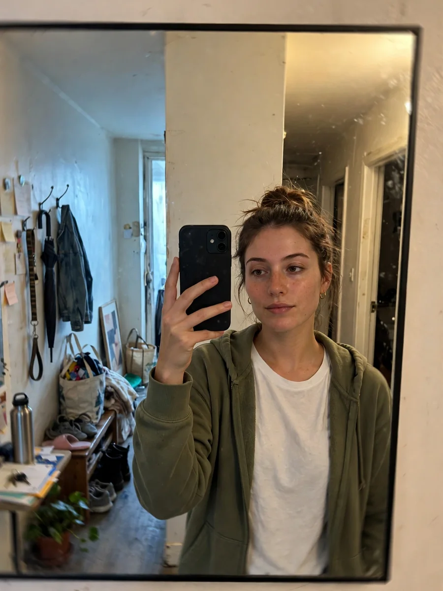 Act as an Amateur Mirror Selfie with Natural Look — ChatGPT Prompt