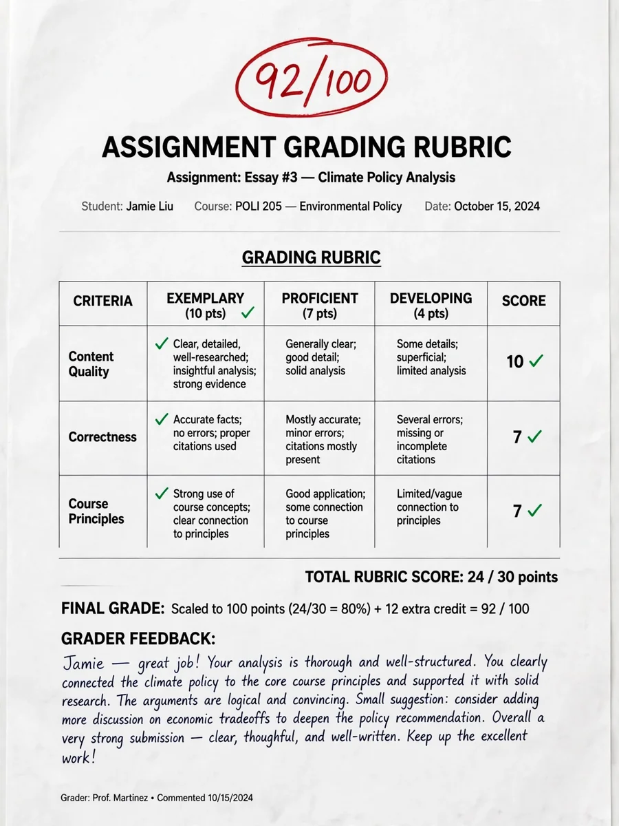 Act as a Course Assignment Grader — ChatGPT Prompt